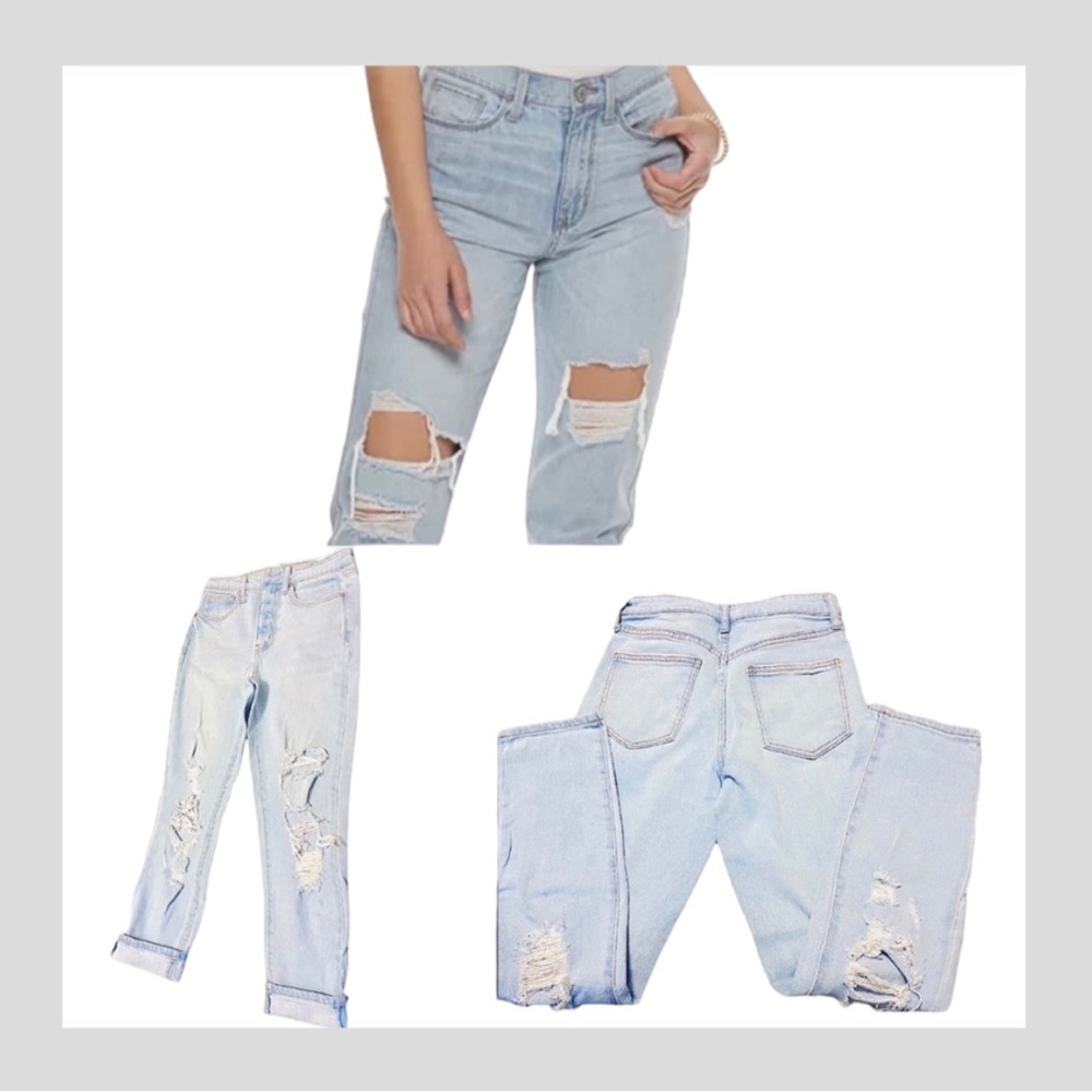 ▪️FREE W/BUNDLE▪️WORN ONCE! Deconstructed Distressed Cropped Mom Jeans!  Size 5